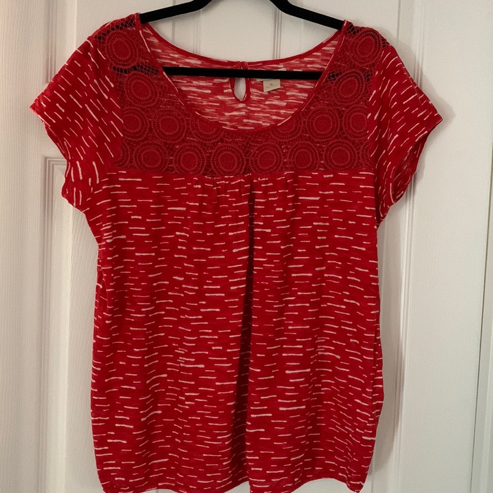 Lucky Cotton Top w/Crochet Trim